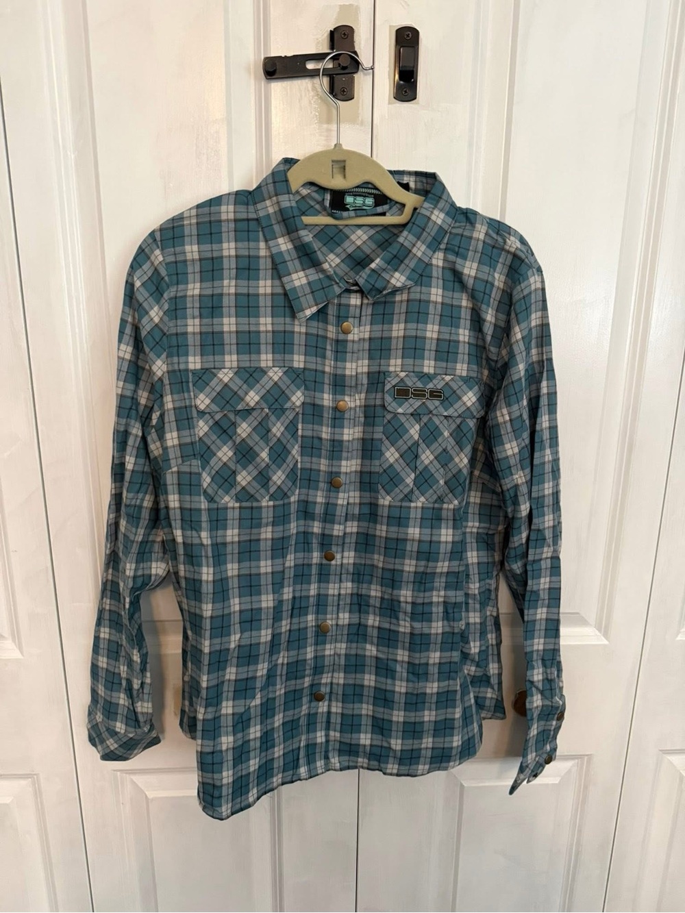 DSG Teal and White Plaid Button-Down Shirt